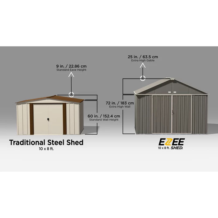 EZEE 10 ft. W x 8 ft. D Metal Storage Shed