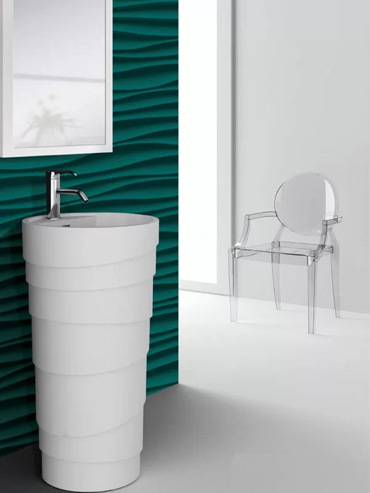 Fine Fixtures 35.38'' Tall Circular Pedestal Bathroom Sink with Overflow
